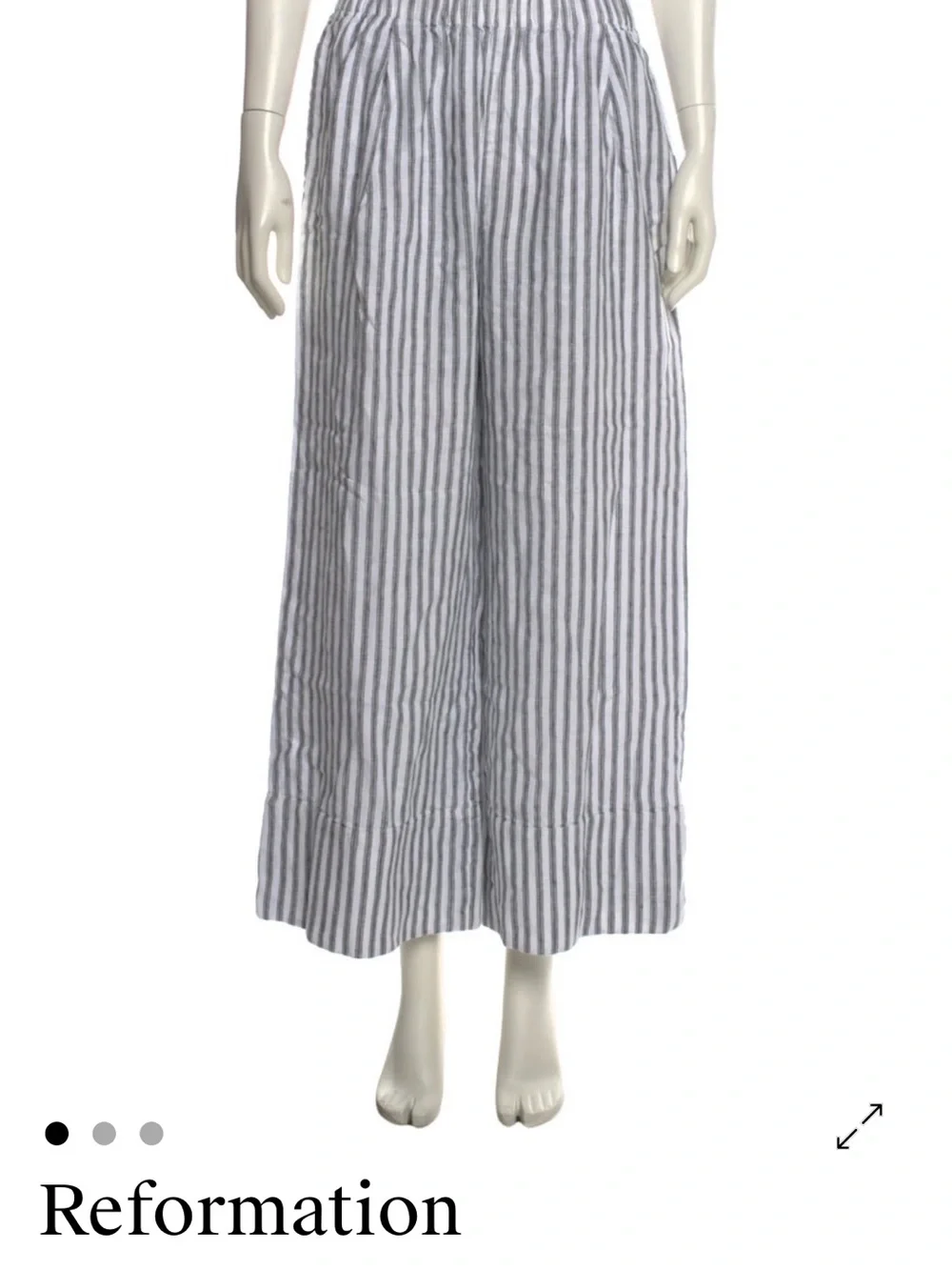 Reformation Blue & White Striped Wide-Leg Linen Pants